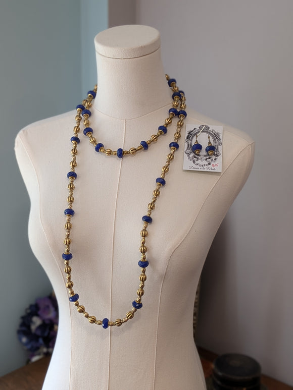 Renaissance Jewelry Set - Royal Blue and Dark Gold