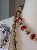 Renaissance Jewelry Set - Ruby Crystal and Dark Gold