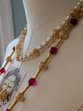 Renaissance Jewelry Set - Red, Gold, and Pearl