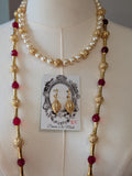 Renaissance Jewelry Set - Red, Gold, and Pearl