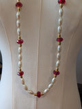 Renaissance Jewelry Set - Red, Pearl and Crystal