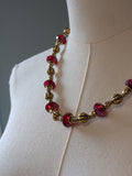 Renaissance Ruby and Dark Gold Necklace - Longer Size