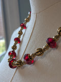 Renaissance Ruby and Dark Gold Necklace - Longer Size