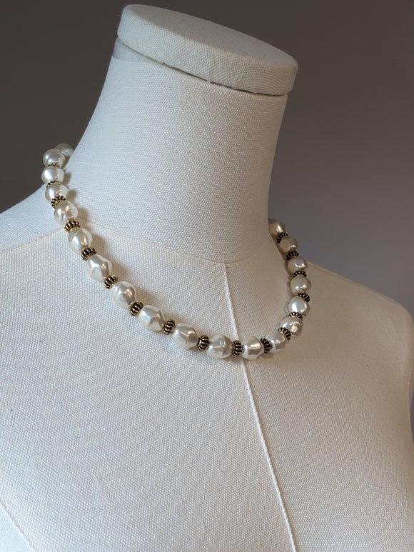 Baroque Pearl and Antique Gold Necklace