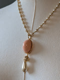 Renaissance Coral Pendant on Pearl Chain