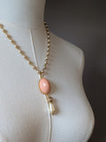 Renaissance Coral Pendant on Pearl Chain