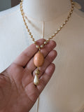 Renaissance Coral Pendant on Pearl Chain