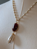 Renaissance Carnelian Pendant on Pearl Chain