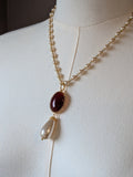 Renaissance Carnelian Pendant on Pearl Chain