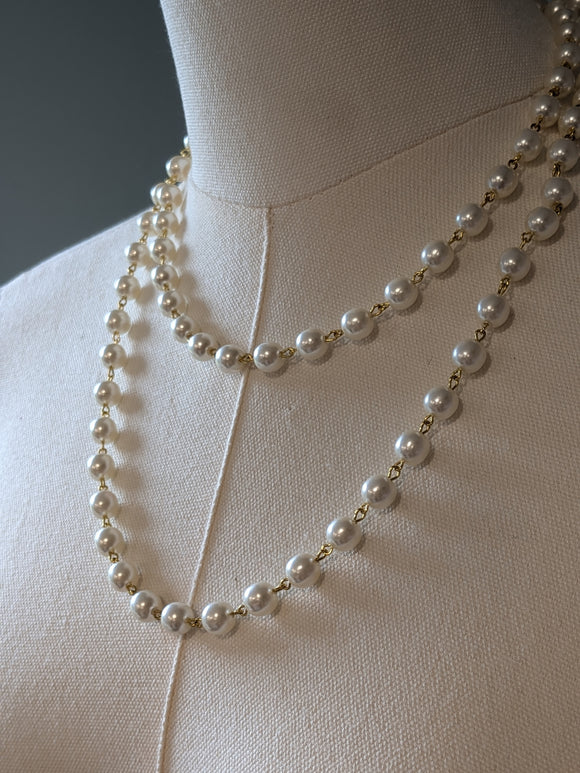 Long Necklace - Glass Pearl Beads