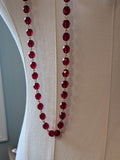 Long Necklace - Glass Garnet Beads