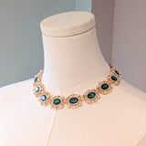 Tudor Emerald Green and Pearl Collar Necklace