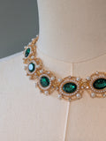 Tudor Emerald Green and Pearl Collar Necklace