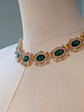 Tudor Emerald Green and Pearl Collar Necklace