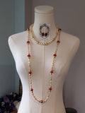 Renaissance Jewelry Set - Red, Pearl, and Gold