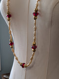 Renaissance Jewelry Set - Red, Pearl, and Gold
