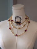 Renaissance Jewelry Set - Red, Pearl, and Gold