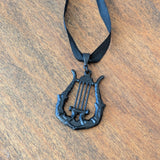 "Ironwork" Lyre Pendant Necklace
