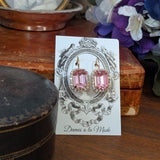 Pink Swarovski Halo Earrings - Medium Octagon