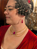Red Cameo and Chain Festoon Necklace