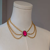 Red Cameo and Chain Festoon Necklace