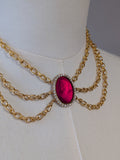 Red Cameo and Chain Festoon Necklace