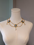 Blue Anchor and Pearl Festoon Necklace