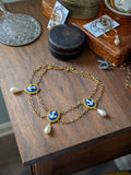 Blue Anchor and Pearl Festoon Necklace