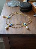Blue Anchor and Pearl Festoon Necklace