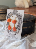 Coral Two Stone Earrings - Round and Teardrop