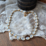 White Opal Crystal Collet Necklace - Medium Oval