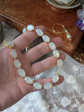 White Opal Crystal Collet Necklace - Medium Oval