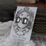 Grey Aurora Crystal Earrings - Medium Octagon