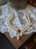 18th Century Double Pearl Necklace with Crystal