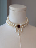 18th Century Double Pearl Necklace with Crystal