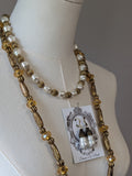 Renaissance Jewelry Set - Topaz, Antique Gold, and Pearl