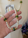 Renaissance Jewelry Set - Olive, Gold, and Pearl