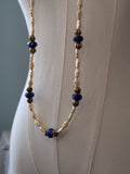 Renaissance Jewelry Set - Sapphire, Antique Gold, and Champagne Pearl