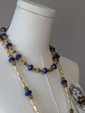 Renaissance Jewelry Set - Sapphire, Antique Gold, and Champagne Pearl