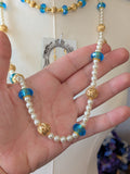 Renaissance Jewelry Set - Aquamarine, Gold, and Pearl