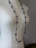 Long Renaissance Necklace - Grey Pearls and Purple