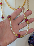 Renaissance Jewelry Set - Cream Pearl, Gold, and Garnet