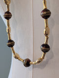 Long Renaissance Necklace - Gold and Mahogany