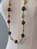 Long Renaissance Necklace - Gold and Mahogany