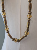Long Renaissance Necklace - Antique Gold and Topaz
