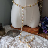Renaissance Girdle Belt - Pink, Pearl, and Gold - 52"