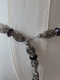Renaissance Girdle Belt - Antique Silver and Purple - 50"