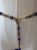 Renaissance Girdle Belt - Antique Gold and Sapphire - 58"