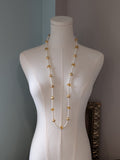 Long Renaissance Necklace - Pearl and Topaz