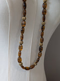 Long Renaissance Necklace - Glass Amber and Antique Gold